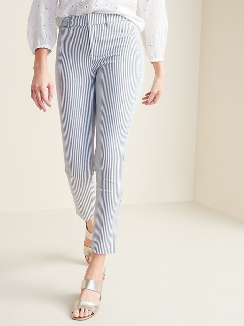 Old Navy Dark Blue Pinstripe Cotton Blend Pants